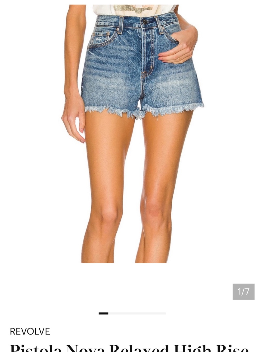 pistola Distressed High-Rise Denim Shorts - Blue